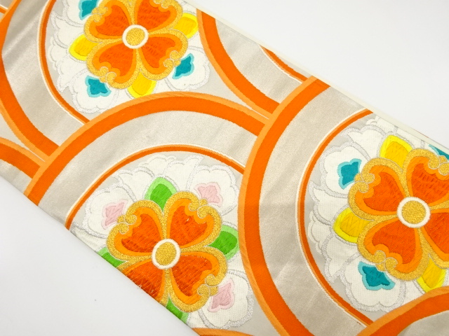 JAPANESE KIMONO / ANTIQUE FUKURO OBI / SILK / WOVEN SEIGAIHA